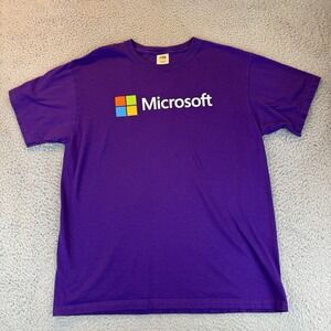 Vintage Microsoft Shirt Mens Large Purple Square Logo Y2k Employee